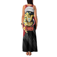 Yemen Unification Day Family Matching Tank Maxi Dress and Hawaiian Shirt Coat Of Arms With Frangipani