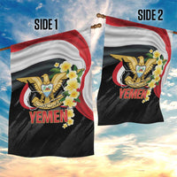 Yemen Unification Day Garden Flag Coat Of Arms With Frangipani