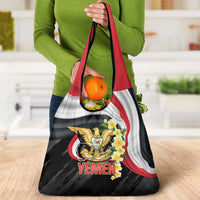 Yemen Unification Day Grocery Bag Coat Of Arms With Frangipani