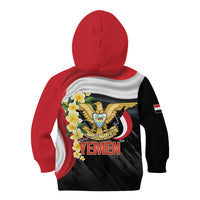 Yemen Unification Day Kid Hoodie Coat Of Arms With Frangipani