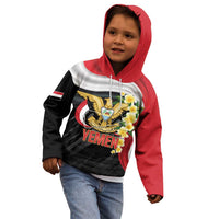 Yemen Unification Day Kid Hoodie Coat Of Arms With Frangipani