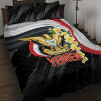 Yemen Unification Day Quilt Bed Set Coat Of Arms With Frangipani