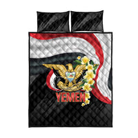 Yemen Unification Day Quilt Bed Set Coat Of Arms With Frangipani
