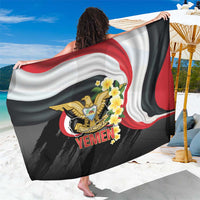 Yemen Unification Day Sarong Coat Of Arms With Frangipani