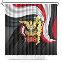 Yemen Unification Day Shower Curtain Coat Of Arms With Frangipani