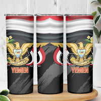 Yemen Unification Day Skinny Tumbler Coat Of Arms With Frangipani