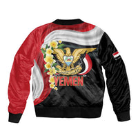 Yemen Unification Day Sleeve Zip Bomber Jacket Coat Of Arms With Frangipani