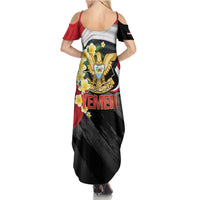 Yemen Unification Day Summer Maxi Dress Coat Of Arms With Frangipani