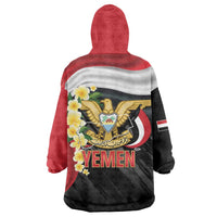 Yemen Unification Day Wearable Blanket Hoodie Coat Of Arms With Frangipani