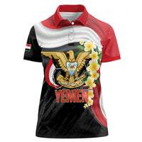 Yemen Unification Day Women Polo Shirt Coat Of Arms With Frangipani