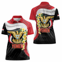Yemen Unification Day Women Polo Shirt Coat Of Arms With Frangipani