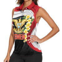 Yemen Unification Day Women Sleeveless Polo Shirt Coat Of Arms With Frangipani