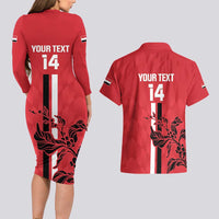Custom Yemen Football Couples Matching Long Sleeve Bodycon Dress and Hawaiian Shirt Come On Al-Yaman as-Sa'eed