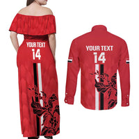 Custom Yemen Football Couples Matching Off Shoulder Maxi Dress and Long Sleeve Button Shirt Come On Al-Yaman as-Sa'eed