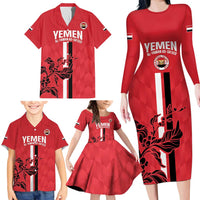 Custom Yemen Football Family Matching Long Sleeve Bodycon Dress and Hawaiian Shirt Come On Al-Yaman as-Sa'eed