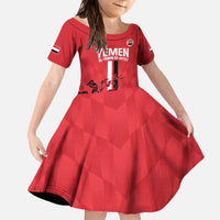 Custom Yemen Football Family Matching Off The Shoulder Long Sleeve Dress and Hawaiian Shirt Come On Al-Yaman as-Sa'eed