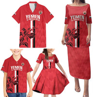 Custom Yemen Football Family Matching Puletasi and Hawaiian Shirt Come On Al-Yaman as-Sa'eed