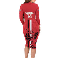 Custom Yemen Football Long Sleeve Bodycon Dress Come On Al-Yaman as-Sa'eed