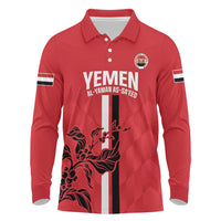 Custom Yemen Football Long Sleeve Polo Shirt Come On Al-Yaman as-Sa'eed