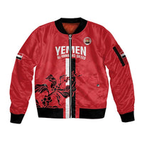 Custom Yemen Football Sleeve Zip Bomber Jacket Come On Al-Yaman as-Sa'eed