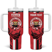 Custom Yemen Football Tumbler With Handle Come On Al-Yaman as-Sa'eed