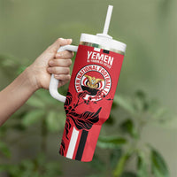 Custom Yemen Football Tumbler With Handle Come On Al-Yaman as-Sa'eed