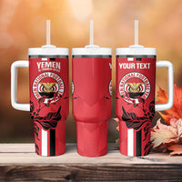 Custom Yemen Football Tumbler With Handle Come On Al-Yaman as-Sa'eed