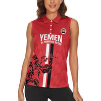 Custom Yemen Football Women Sleeveless Polo Shirt Come On Al-Yaman as-Sa'eed