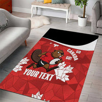 Canada Rugby Custom Area Rug Beaver Mascot Go Canadian