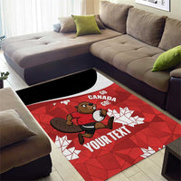 Canada Rugby Custom Area Rug Beaver Mascot Go Canadian