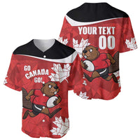 Canada Rugby Custom Baseball Jersey Beaver Mascot Go Canadian