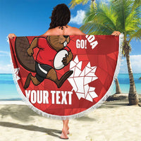 Canada Rugby Custom Beach Blanket Beaver Mascot Go Canadian