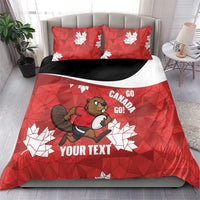 Canada Rugby Custom Bedding Set Beaver Mascot Go Canadian