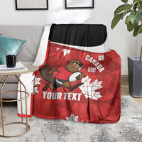 Canada Rugby Custom Blanket Beaver Mascot Go Canadian