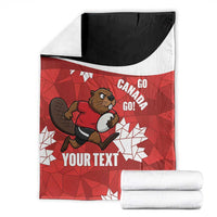 Canada Rugby Custom Blanket Beaver Mascot Go Canadian