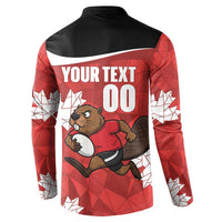 Canada Rugby Custom Button Sweatshirt Beaver Mascot Go Canadian