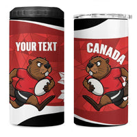 Canada Rugby Custom 4 in 1 Can Cooler Tumbler Beaver Mascot Go Canadian
