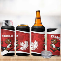 Canada Rugby Custom 4 in 1 Can Cooler Tumbler Beaver Mascot Go Canadian