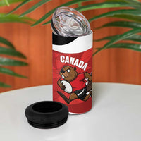 Canada Rugby Custom 4 in 1 Can Cooler Tumbler Beaver Mascot Go Canadian