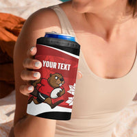 Canada Rugby Custom 4 in 1 Can Cooler Tumbler Beaver Mascot Go Canadian