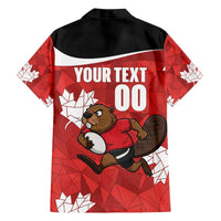 Canada Rugby Custom Family Matching Off The Shoulder Long Sleeve Dress and Hawaiian Shirt Beaver Mascot Go Canadian