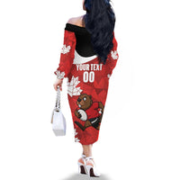 Canada Rugby Custom Family Matching Off The Shoulder Long Sleeve Dress and Hawaiian Shirt Beaver Mascot Go Canadian