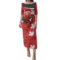 Canada Rugby Custom Family Matching Puletasi and Hawaiian Shirt Beaver Mascot Go Canadian