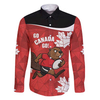 Canada Rugby Custom Family Matching Short Sleeve Bodycon Dress and Hawaiian Shirt Beaver Mascot Go Canadian