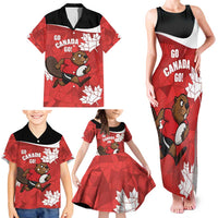Canada Rugby Custom Family Matching Tank Maxi Dress and Hawaiian Shirt Beaver Mascot Go Canadian