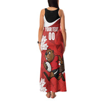 Canada Rugby Custom Family Matching Tank Maxi Dress and Hawaiian Shirt Beaver Mascot Go Canadian
