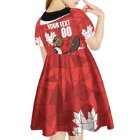 Canada Rugby Custom Kid Short Sleeve Dress Beaver Mascot Go Canadian