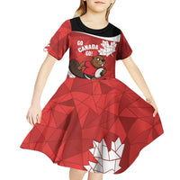 Canada Rugby Custom Kid Short Sleeve Dress Beaver Mascot Go Canadian
