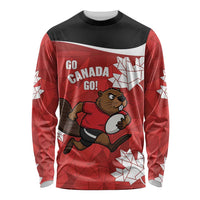 Canada Rugby Custom Long Sleeve Shirt Beaver Mascot Go Canadian