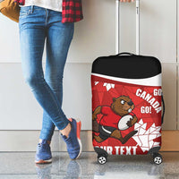 Canada Rugby Custom Luggage Cover Beaver Mascot Go Canadian